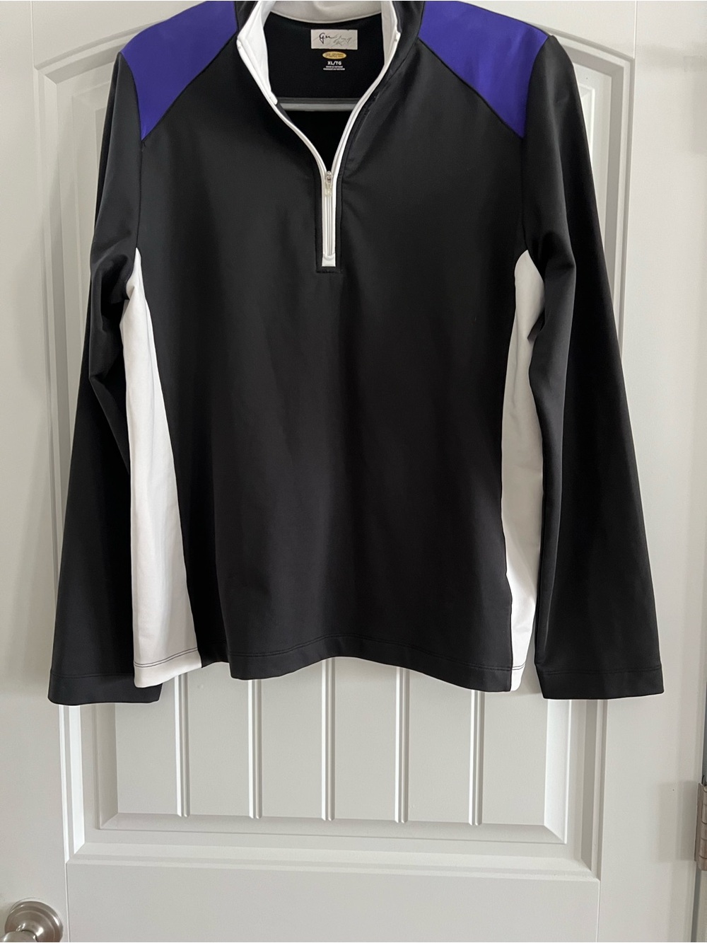 Black & Purple Quarter-Zip Athletic Top by Greg Norman Collection